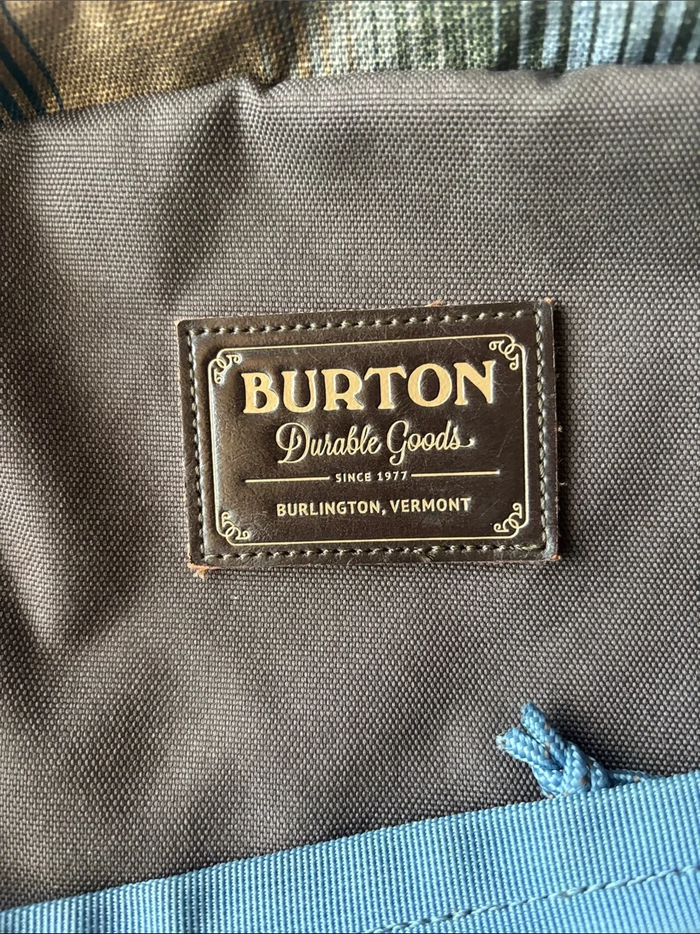 Burton Durable Goods Striped Brown & Blue Backpack/Laptop Pack, Canvas & Nylon